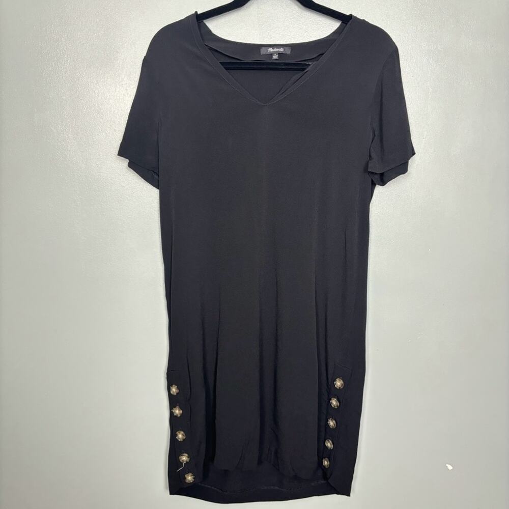 Madewell Side Button Shift Dress Casual Black Viscose Women’s Small
